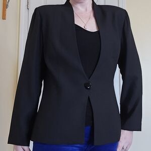 Karen Miller Black Women's Evening Blazer Beaded Button Closure 10